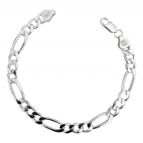 Esclava Pulsera Fígaro 3x1 Caballero Hombre Plata 925 6 Mm Plateado Largo/Ancho: 20 cm x 6 mm 7 cm - 20 cm