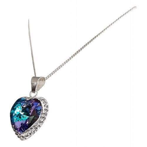 Dije Collar Corazon Del Mar Titanic Amor Amistad Plata 925 Morado Azul Alto/Ancho: 2.6 cm x 1.7 cm