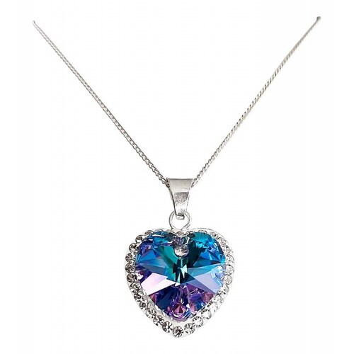 Dije Collar Corazon Del Mar Titanic Amor Amistad Plata 925 Morado Azul Alto/Ancho: 2.6 cm x 1.7 cm