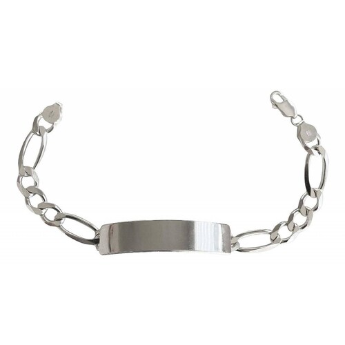 Esclava Hombre Pulsera Fígaro Plata 925 Placa Lisa 8 Mm Plateado Largo/Ancho: 22 cm x 8 mm 7 cm - 22 cm