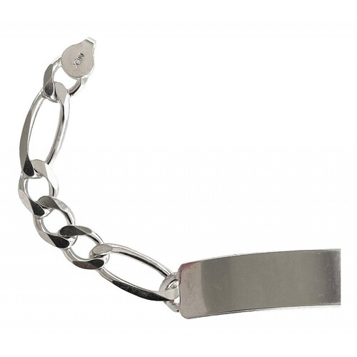 Esclava Hombre Pulsera Fígaro Plata 925 Placa Lisa 8 Mm Plateado Largo/Ancho: 22 cm x 8 mm 7 cm - 22 cm