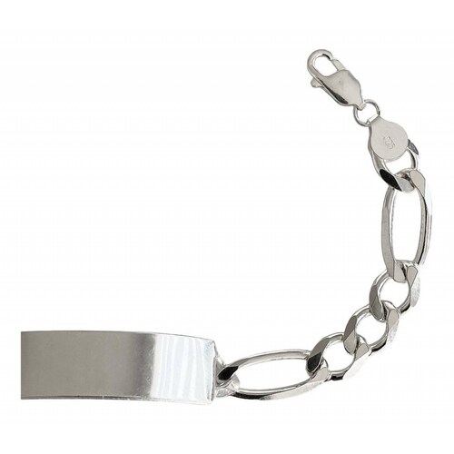Esclava Hombre Pulsera Fígaro Plata 925 Placa Lisa 8 Mm Plateado Largo/Ancho: 22 cm x 8 mm 7 cm - 22 cm