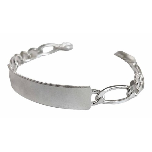 Esclava Hombre Pulsera Fígaro Plata 925 Placa Lisa 8 Mm Plateado Largo/Ancho: 22 cm x 8 mm 7 cm - 22 cm