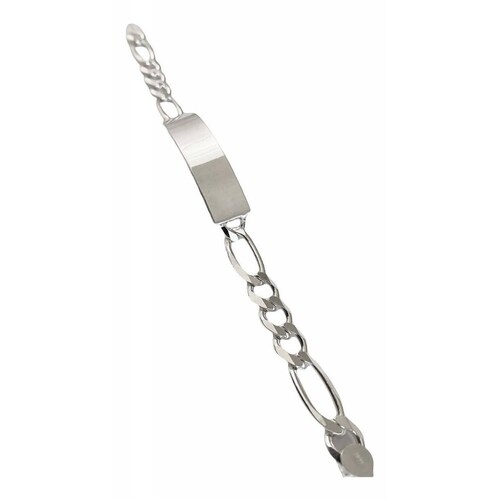 Esclava Hombre Pulsera Fígaro Plata 925 Placa Lisa 8 Mm Plateado Largo/Ancho: 22 cm x 8 mm 7 cm - 22 cm