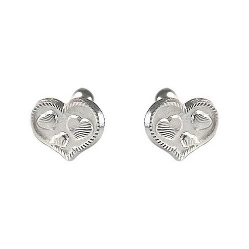 Aretes Broqueles Pendientes Corazón Amor Amistad Plata 925 3 corazones Alto/Ancho: 0.8 cm x  0.8 cm