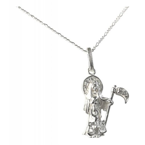 Dijes Santa Muerte En Plata Solida 925 + Cadena Plata 925 