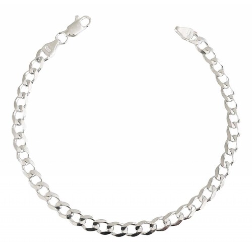 Pulsera Hombre Dama Cubana Abierta Barbada Plata 925 5 Mm Largo/Ancho: 20 cm x 5 mm 7 cm - 20 cm Plateado