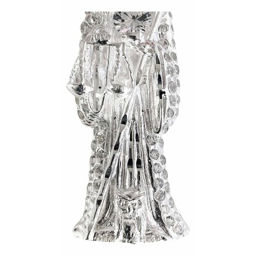 Dije Medalla Gigante Santa Muerte Con Zirconias En Plata 925 Alto/Ancho: 9 cm x 3.8 cm Blanco