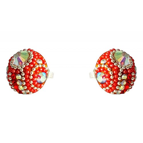 Juego Gigante Completo Artesanal Pavo Real Piedras Plata 925 Alto/Ancho: 6 cm x 2.5 cm Naranja
