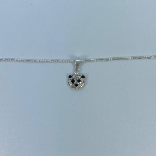 Cadena De Plata 3x1 Con Dije De Carita Oso Plata Solida 925 
