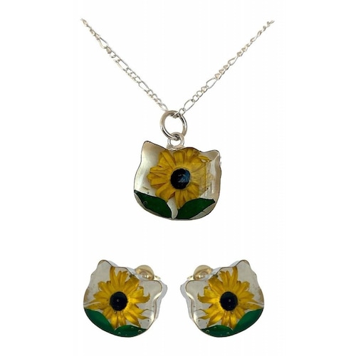 Shrek Aretes Collar Girasol Promesa Regalo Amor Plata 925 Alto/Ancho: 1 a 3 cm x 1 a 3 cm H Kitty