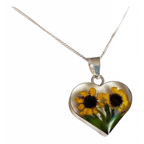 Shrek Aretes Collar Girasol Promesa Regalo Amor Plata 925 Alto/Ancho: 1 a 3 cm x 1 a 3 cm Corazón grande dos girasoles