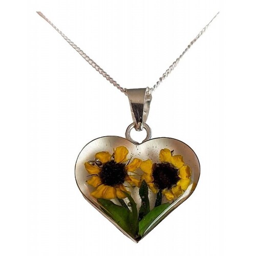 Shrek Aretes Collar Girasol Promesa Regalo Amor Plata 925 Alto/Ancho: 1 a 3 cm x 1 a 3 cm Corazón grande dos girasoles