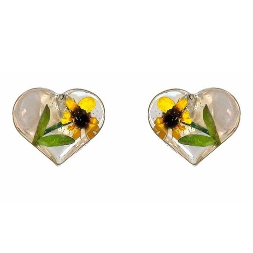 Shrek Aretes Collar Girasol Promesa Regalo Amor Plata 925 Alto/Ancho: 1 a 3 cm x 1 a 3 cm Corazón grande dos girasoles