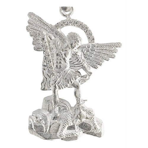 Dijes San Miguel Arcangel Con Zirconias Plata Solida 925 
