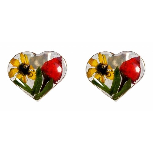 Shrek Aretes Collar Girasol Promesa Regalo Amor Plata 925 Alto/Ancho: 1 a 3 cm x 1 a 3 cm Girasol flor roja