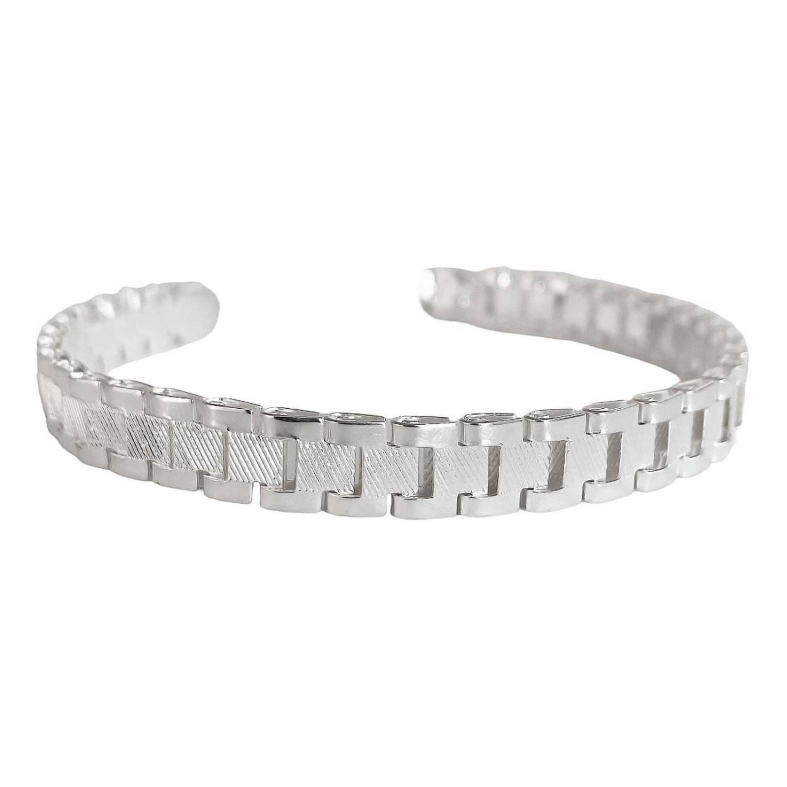 Pulsera Rolex Gruesa Hombre Esclava Plata Solida Ley 925 8mm