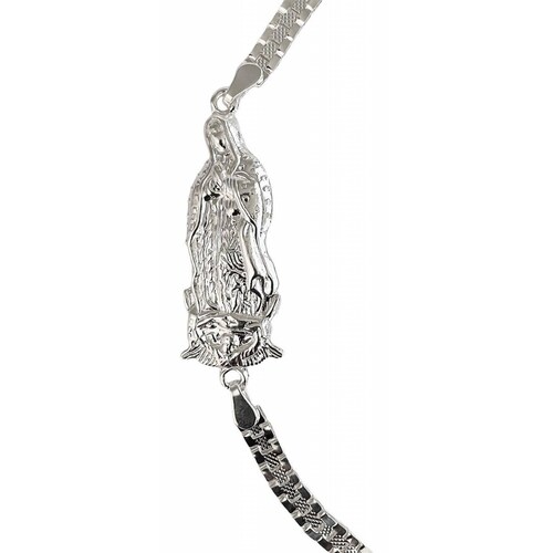 Pulsera Rolex Chica Virgen De Guadalupe Plata Solida Ley 925 Plateado 7 cm - 18 cm Largo/Ancho: 18 cm x 4 mm