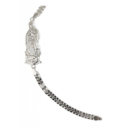 Pulsera Rolex Chica Virgen De Guadalupe Plata Solida Ley 925 Plateado 7 cm - 18 cm Largo/Ancho: 18 cm x 4 mm