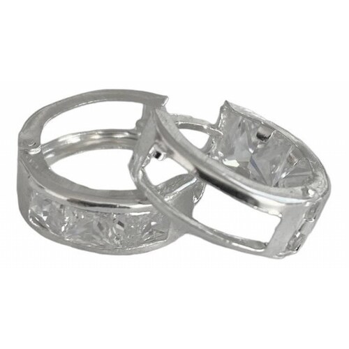 Aretes Pendientes Arracadas Zirconia Amor Amistad Plata 925 Blanco Hueco Alto/Ancho: 1.4 cm x  0.5 cm