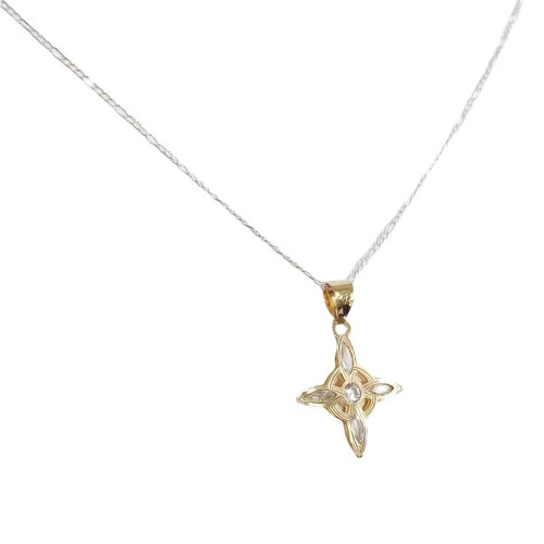 Dije Nudo De Bruja Celta Mediano Oro 10k + Cadena de Regalo Alto/Ancho 2.5 cm x 1.9 cm 2.5 cm x 1.9 cm