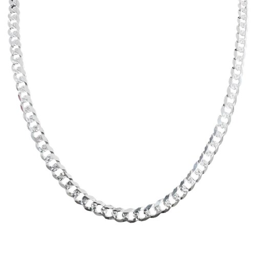Cadena Cubana Gruesa Diamantada Plata 925 Hombre 65cm X 7mm Plateado Largo / Ancho 65 cm x 7 mm 65 cm x 7 mm