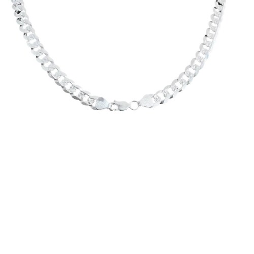 Cadena Cubana Gruesa Diamantada Plata 925 Hombre 65cm X 7mm Plateado Largo / Ancho 65 cm x 7 mm 65 cm x 7 mm