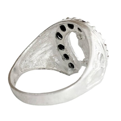 Anillo San Judas Tadeo Herradura Con Zirconias Plata Ley 925 Negro 10