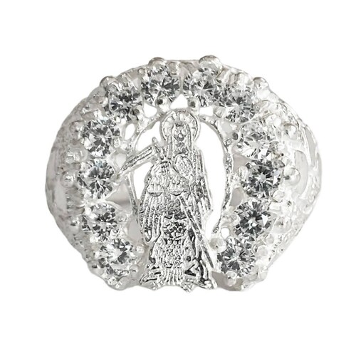 Anillo Santa Muerte Herradura Zirconias Plata Ley 925 8 Blanco
