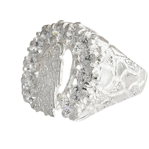 Anillo Santa Muerte Herradura Zirconias Plata Ley 925 8 Blanco