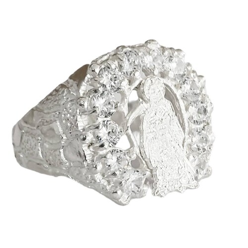 Anillo Santa Muerte Herradura Zirconias Plata Ley 925 8 Blanco