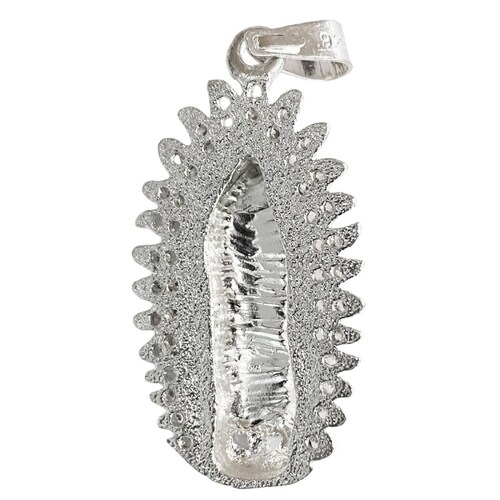 Dije Mediano Virgen De Guadalupe Zirconias Plata 925 Blanco Alto / Ancho 4.3 cm x 2 cm 4.3 cm x 2 cm