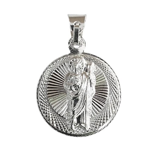 Medalla Doble Cara San Judas Virgen Guadalupe Plata Ley 925 Alto / Ancho 2.5 cm x 1.7 cm 2.5 cm x 1.7 cm Plateado