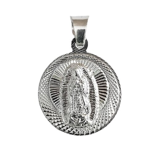 Medalla Doble Cara San Judas Virgen Guadalupe Plata Ley 925 Alto / Ancho 2.5 cm x 1.7 cm 2.5 cm x 1.7 cm Plateado