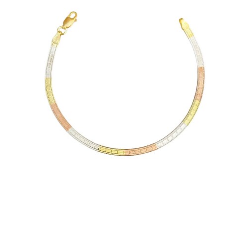 Cadena Y Brazalete Cola De Serpiente Tricolor Plata Ley 925 Cuadro cerrado Largo / Ancho 45 cm x 3 mm 45 cm x 3 mm