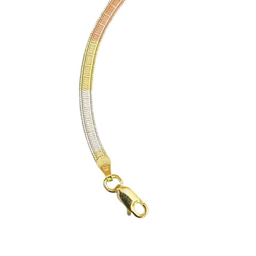 Cadena Y Brazalete Cola De Serpiente Tricolor Plata Ley 925 Cuadro cerrado Largo / Ancho 45 cm x 3 mm 45 cm x 3 mm