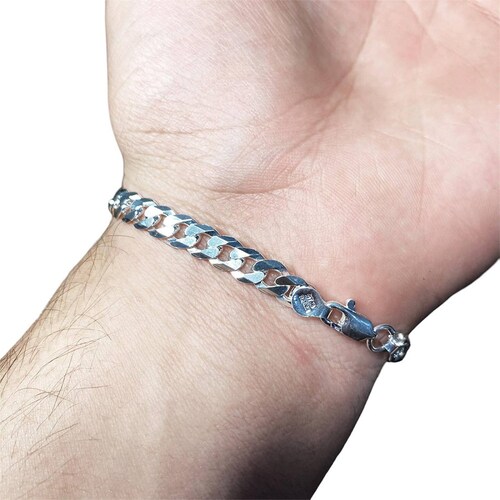 Pulsera Cubana Esclava San Judas Zirconias Plata 925 6 mm Largo / Ancho 22 cm x 6 mm 22 cm x 6 mm Verde