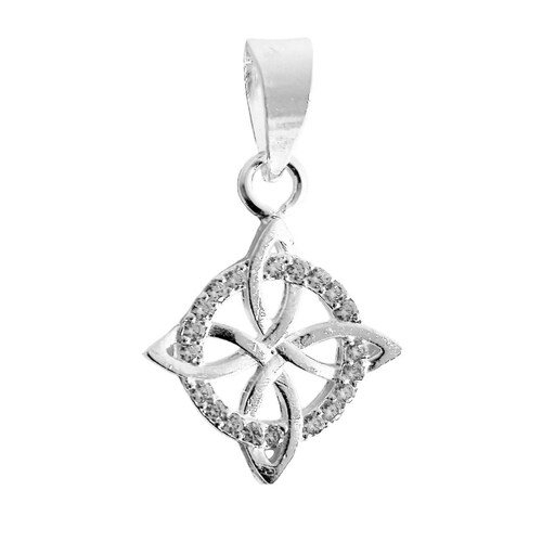 Dije Nudo De Bruja Celta Redondo Zirconias Plata Ley 925 3 cm x 1.8 cm Blanco Alto / Ancho 3 cm x 1.8 cm
