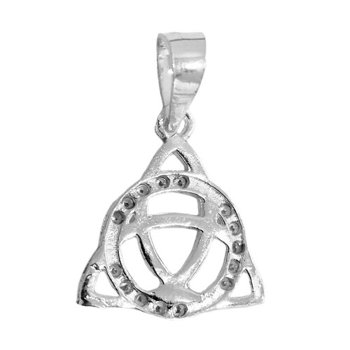 Dije Triqueta Celta Redondo Circulo Zirconias Plata Ley 925 Alto / Ancho 2.9 cm x 1.9 cm Blanco 2.9 cm x 1.9 cm