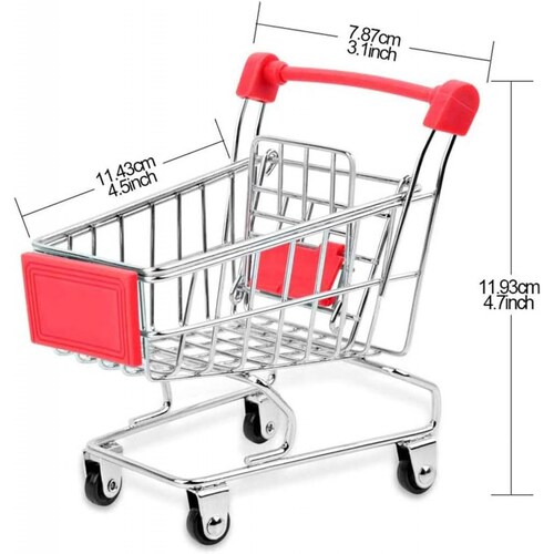 Juguete Decorativo Mini Carrito De Compras Supermercado Amarillo Chico