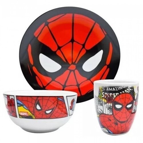 Vajilla Súper Héroes Marvel Porcelana Colección 12 Piezas