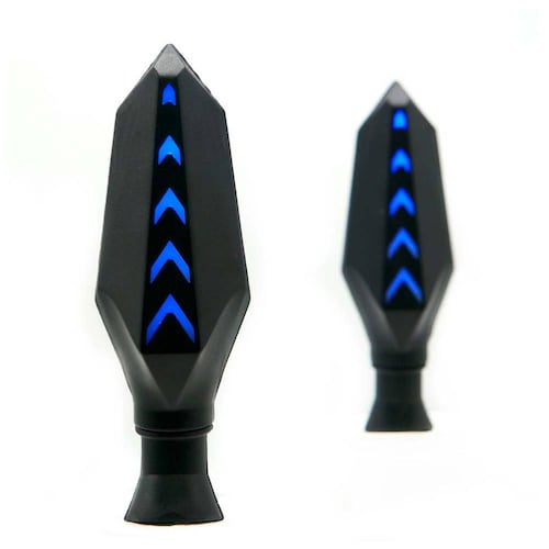 Direccionales Para Moto Rasen Led Secuencial Bi-Color Tipo Flecha Universal Azul