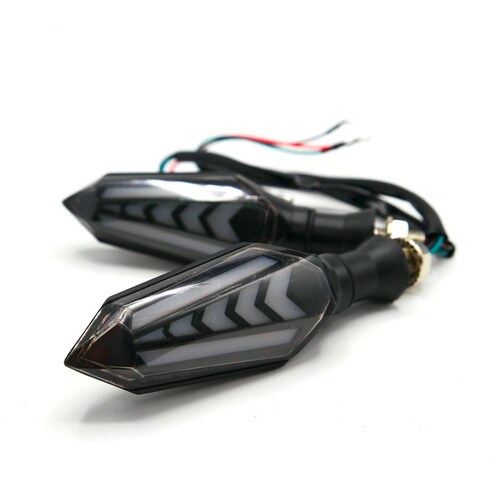 Direccionales Para Moto Rasen Led Secuencial Bi-Color Tipo Flecha Universal Amarillo
