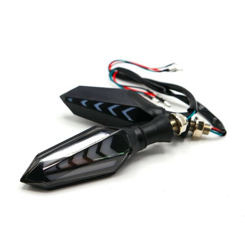 Direccionales Para Moto Rasen Led Secuencial Bi-Color Tipo Flecha Universal Amarillo