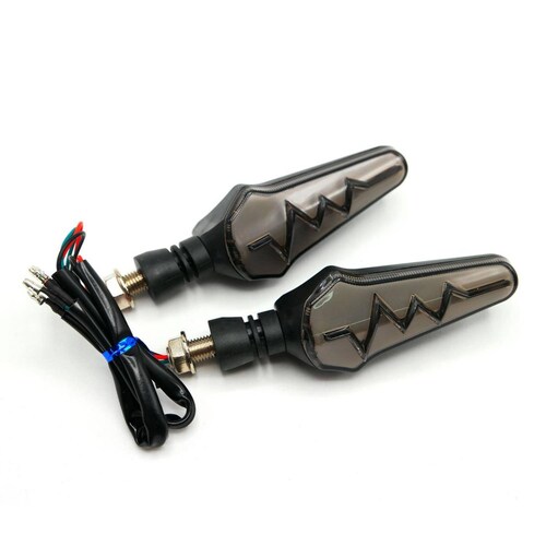 Direccionales Para Moto Rasen Led Secuencial Tipo Rayo Universal  Amarillo