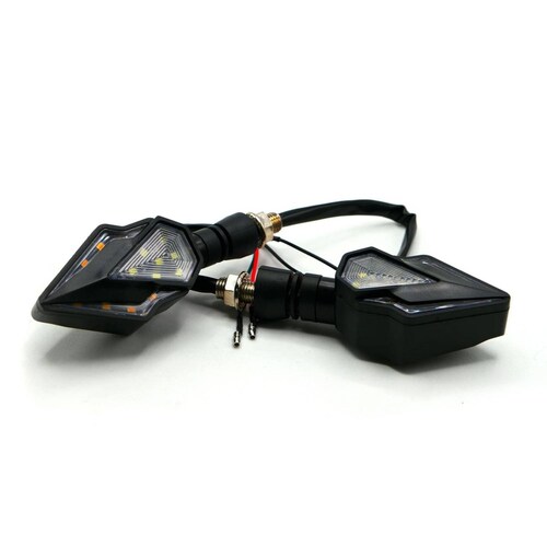Direccionales Para Moto Rasen Led Secuencial Tipo Diamante Universal  Azul