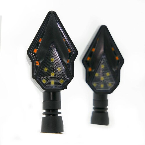 Direccionales Para Moto Rasen Led Secuencial Tipo Diamante Universal  Azul