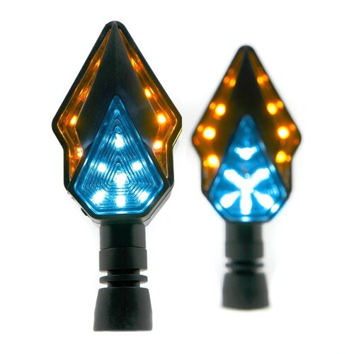Direccionales Para Moto Rasen Led Secuencial Tipo Diamante Universal  Azul