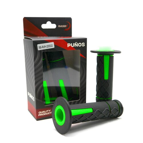 Puños Para Moto Rasen De Caucho Doble Agarre Verde Universal