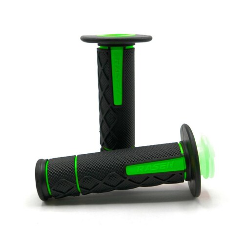 Puños Para Moto Rasen De Caucho Doble Agarre Verde Universal
